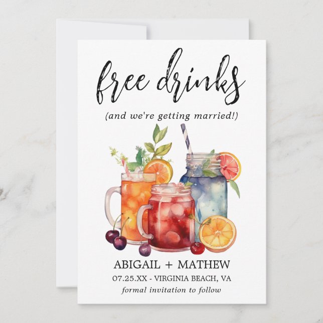Funny Tropical Fruit Cocktails Drink Foto Hochzeit Save The Date (Vorderseite)