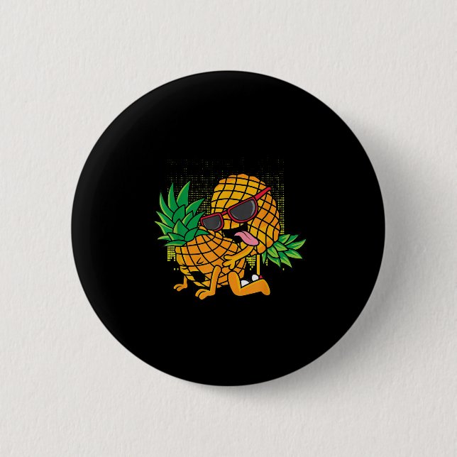 Funny Tropical Fruit Spaß Bekleidung, Co Upside Do Button (Vorderseite)