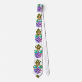 Funny tropical pineapple with sunglasses     krawatte