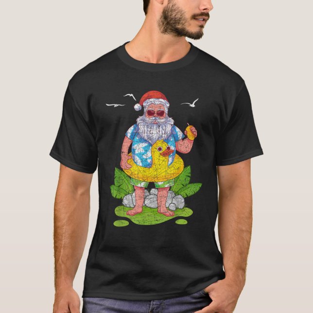 Funny Tropical Santa Claus Hawaiian Summer Christm T-Shirt (Vorderseite)