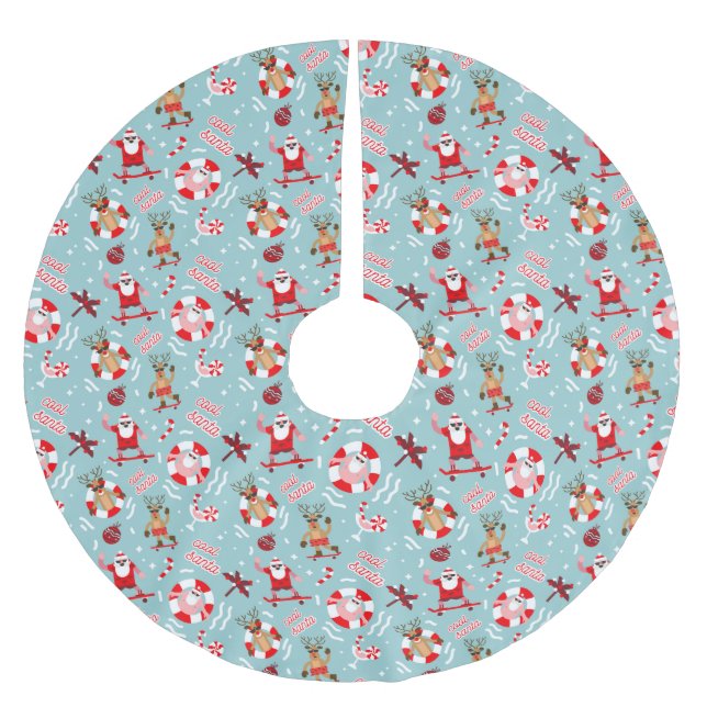 Funny Tropical Santa Polyester Weihnachtsbaumdecke (Vorderseite)