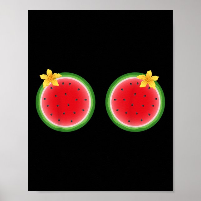 Funny Tropical Watermelon Slice Sommerferien Poster (Vorne)