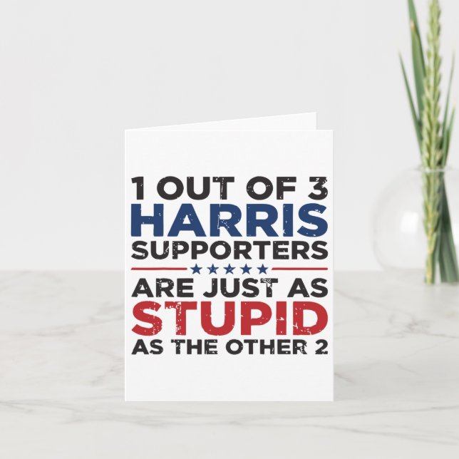 Funny Trump 1 von 3 Unterstützern von Kamala Harri Karte (Vorderseite)