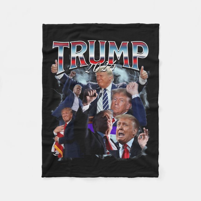 Funny Trump 2024 Kampagnen Rap Trendy Bootleg 90er Fleecedecke (Vorderseite)