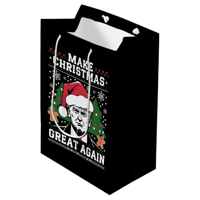 Funny Trump 2024 macht Weihnachten wieder großarti Mittlere Geschenktüte (Vorderseite Schrägansicht)