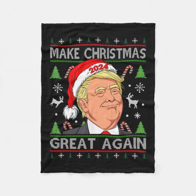 Funny Trump 2024 Weihnachten wieder großartig mach Fleecedecke (Vorderseite)