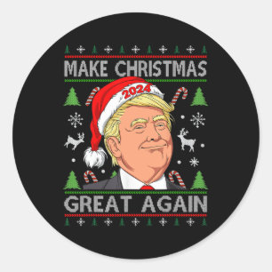 Funny Trump 2024 Weihnachten wieder großartig mach Runder Aufkleber