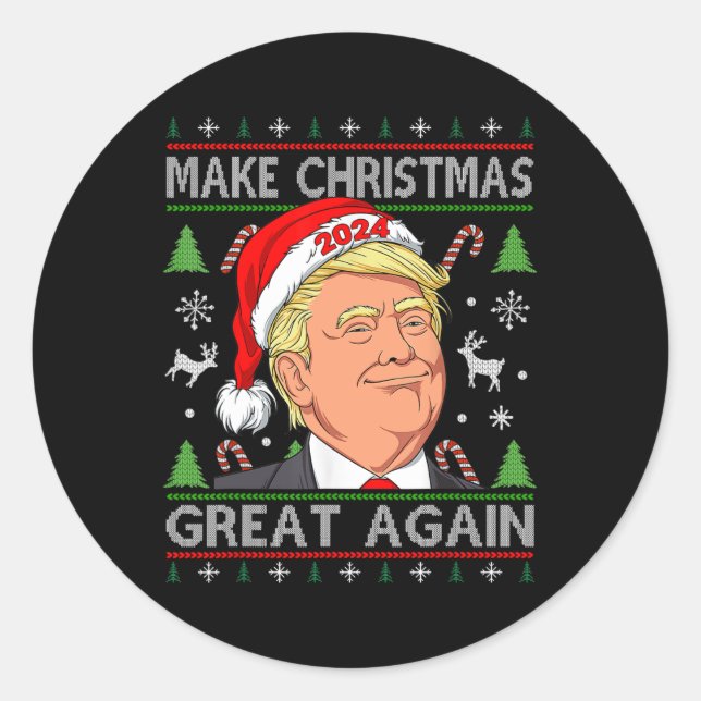 Funny Trump 2024 Weihnachten wieder großartig mach Runder Aufkleber (Vorderseite)
