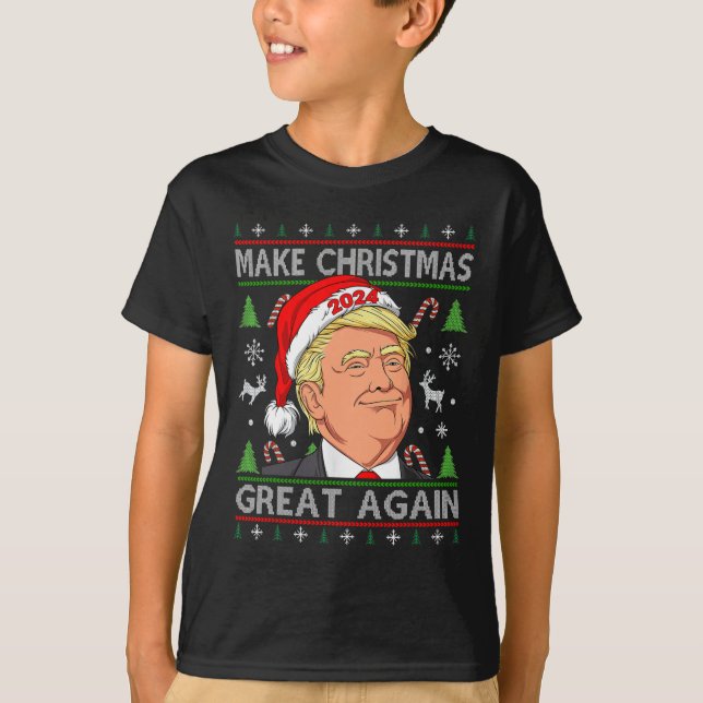 Funny Trump 2024 Weihnachten wieder großartig mach T-Shirt (Vorderseite)