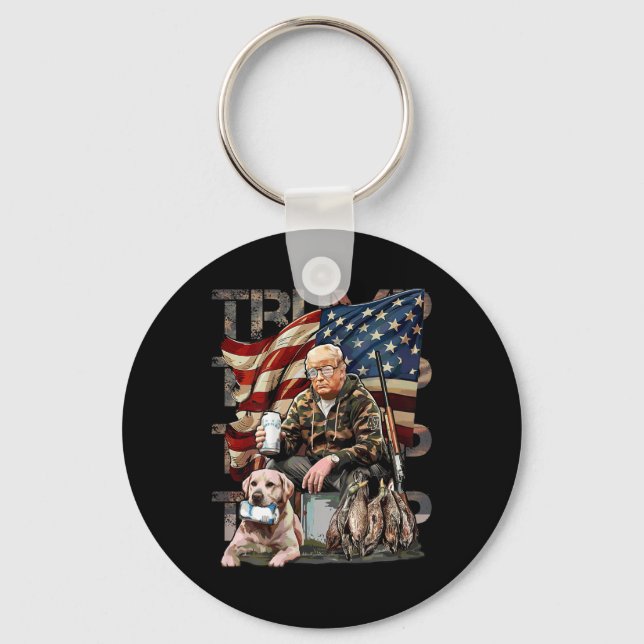 Funny Trump 45 47 Jagd Bierherzen Us Flag Camoufla Schlüsselanhänger (Vorderseite)