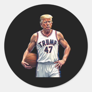 Funny Trump 47 Bysketll Player Team Trump Runder Aufkleber