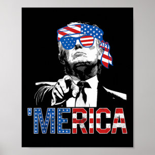 Funny Trump 4. Juli Merica American Flag Sungl Poster