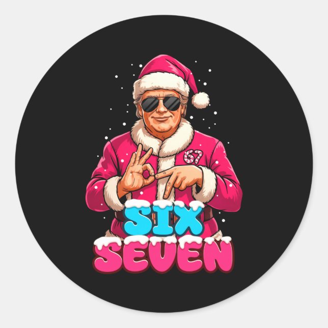 Funny Trump 67 Meme Costume Six Seven Christmas Sa Runder Aufkleber (Vorderseite)