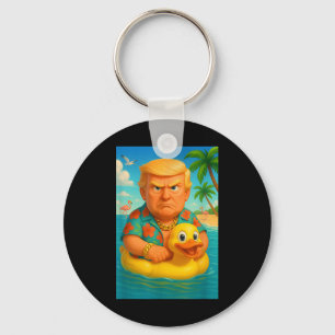 Funny Trump auf dem Floating Gelben Enten Swim Rin Schlüsselanhänger