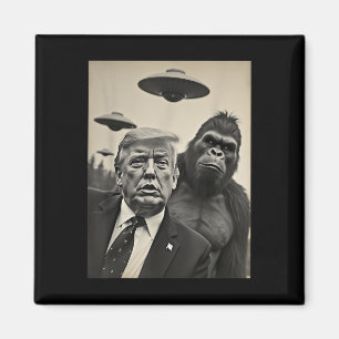 Funny Trump Bigfoot Selfie mit Ufos komischer Alie Magnet
