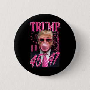 Funny Trump Blubble Gum 1776 Rosa Flag Button