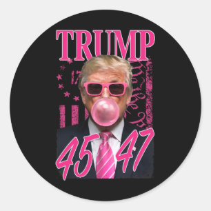 Funny Trump Blubble Gum 1776 Rosa Flag Runder Aufkleber