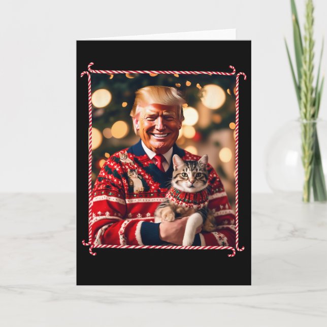 Funny Trump Christmas Sweater For Cat Lovers  Karte (Vorderseite)
