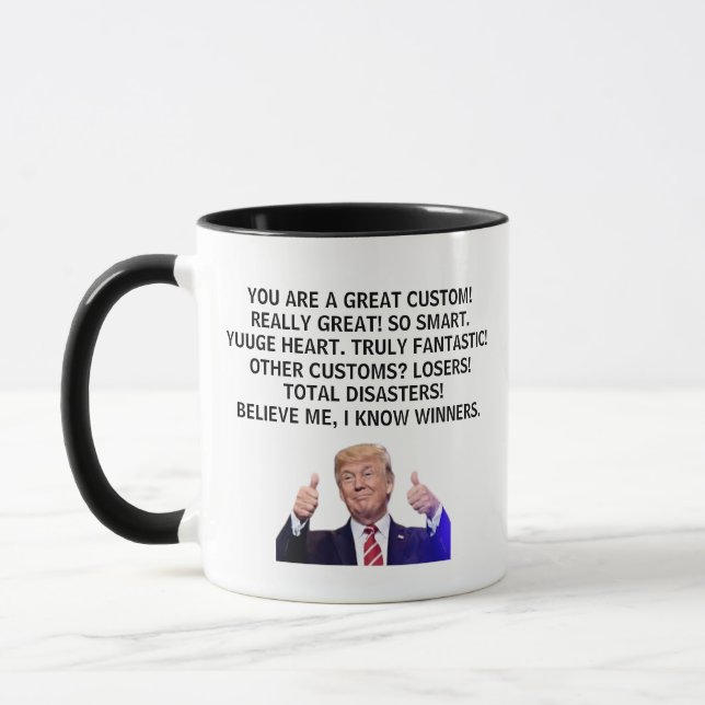 Funny Trump Custom Word, Präsident Donald Trump 47 Tasse (Links)