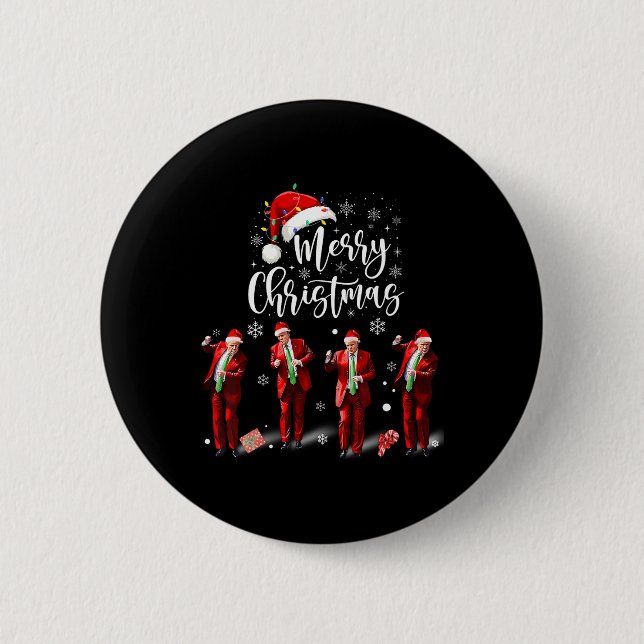 Funny Trump Dance Santa Claus Frohe Weihnachten Button (Vorderseite)