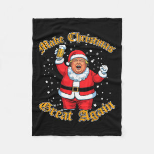 Funny Trump Drink Bier macht Weihnachten wieder gr Fleecedecke