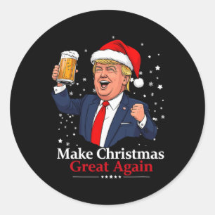 Funny Trump Drinking Beer Weihnachten 2024 Grea Runder Aufkleber