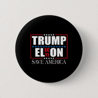 Funny Trump Election Usa Flag Trump Elon Save Amer Button