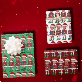 Funny Trump Elf Custom Face Foto Elf Weihnachten Geschenkpapier Set