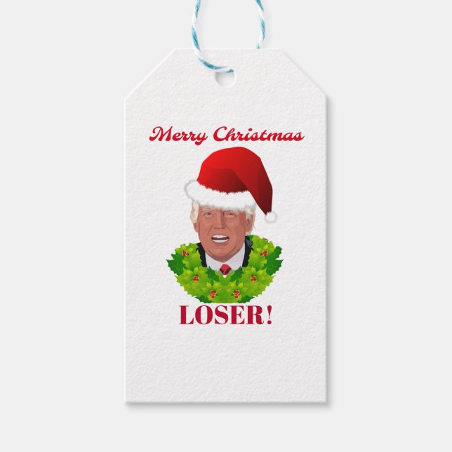 Funny Trump "Frohe Weihnachts-Loser" Geschenkanhänger (Vorderseite)