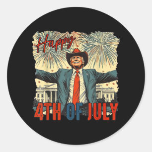 Funny Trump glücklich 4. Juli Unabhängigkeitstag Runder Aufkleber