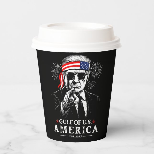 Funny Trump Golf of USA Amerika 2025 4. Juli Pappbecher (Vorderseite)