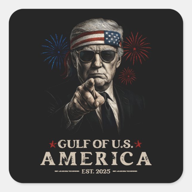Funny Trump Golf of USA Amerika 2025 4. Juli Quadratischer Aufkleber (Vorderseite)