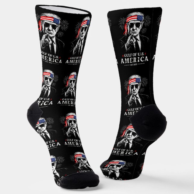 Funny Trump Golf of USA Amerika 2025 4. Juli Socken (Gewinkelt)