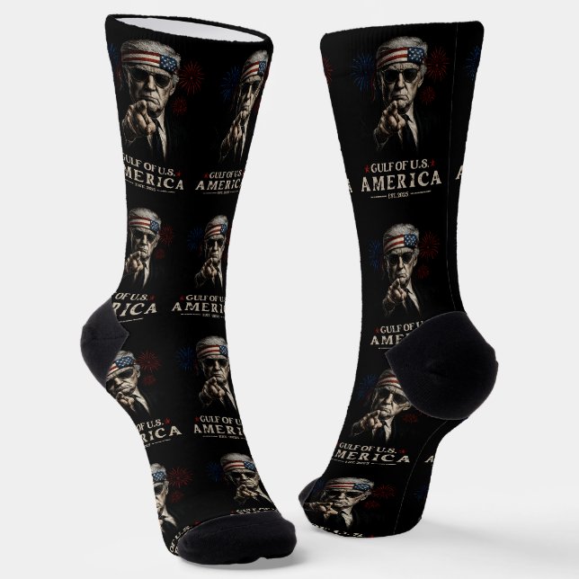 Funny Trump Golf of USA Amerika 2025 4. Juli Socken (Gewinkelt)