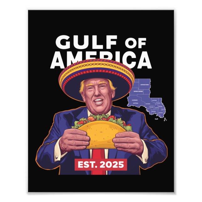 Funny Trump Gulf of US America 2025 Trump Fotodruck (Vorne)
