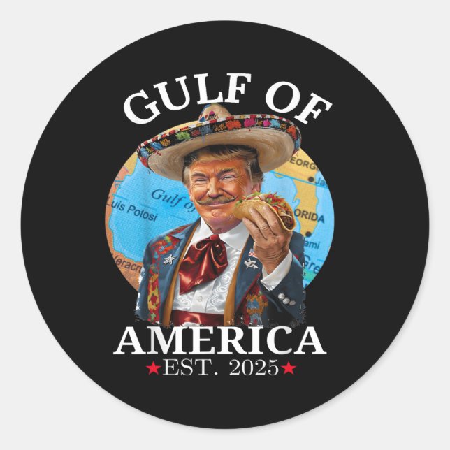 Funny Trump Gulf of US America 2025 Trump Runder Aufkleber (Vorderseite)