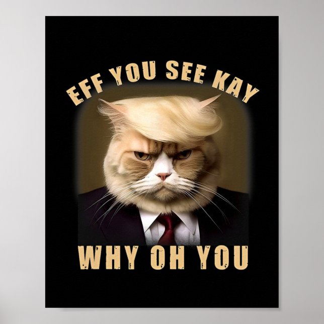Funny Trump Hair Cat Eff Sie sehen Kay Why You Poster (Vorne)