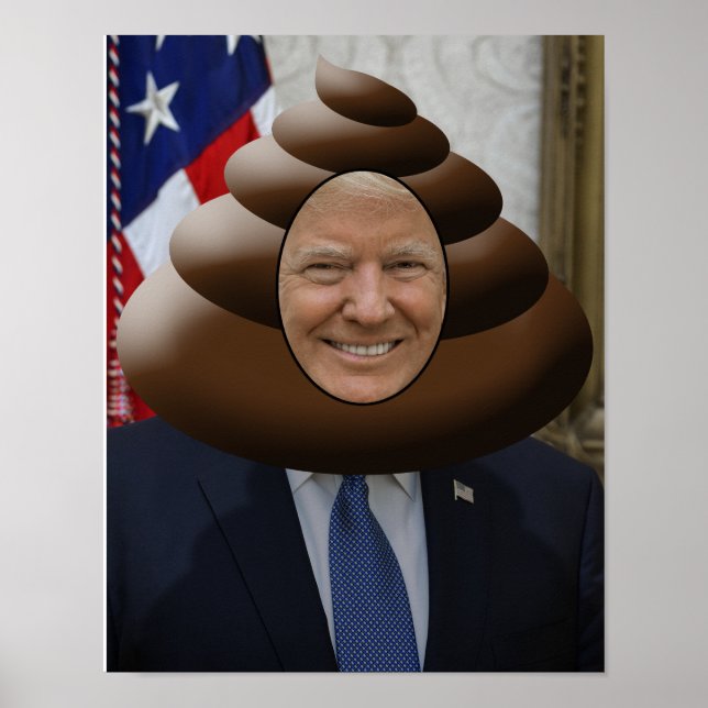 Funny Trump Kackte Emoji Head Poster (Vorne)