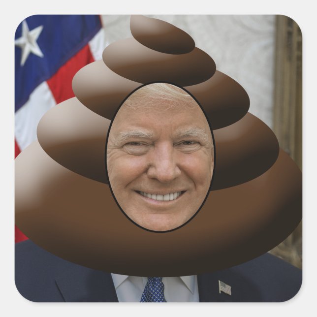 Funny Trump Kackte Emoji Head Quadratischer Aufkleber (Vorderseite)
