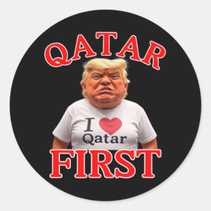 Funny Trump Katar erster Jet aus Katar Runder Aufkleber