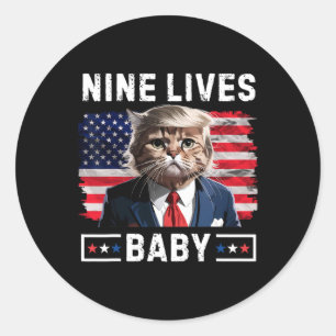 Funny Trump Katze 9 Lebt Baby Funny Vote für Trump Runder Aufkleber