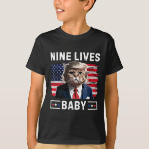 Funny Trump Katze 9 Lebt Baby Funny Vote für Trump T-Shirt