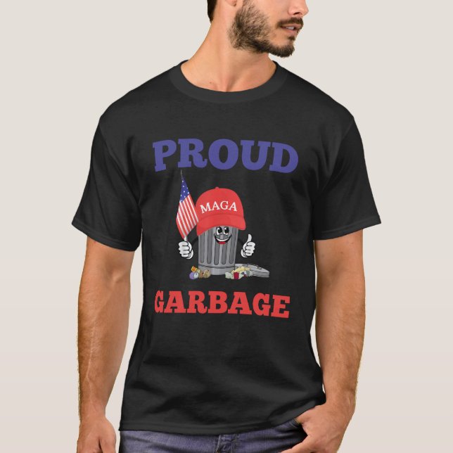 Funny Trump MAGA Cartoon Garbage kann amerikanisch T-Shirt (Vorderseite)
