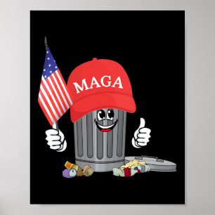 Funny Trump Mega Garbage Can Cartoon Charakter Ame Poster