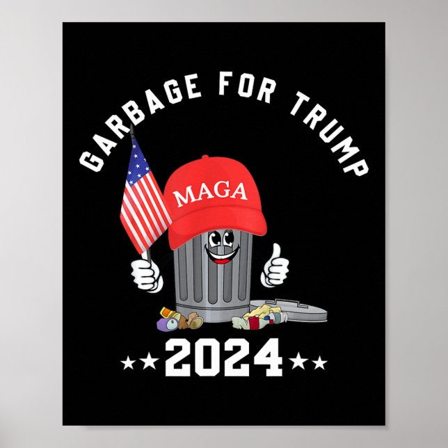 Funny Trump Mega Garbage Can Cartoon Charakter Ame Poster (Vorne)