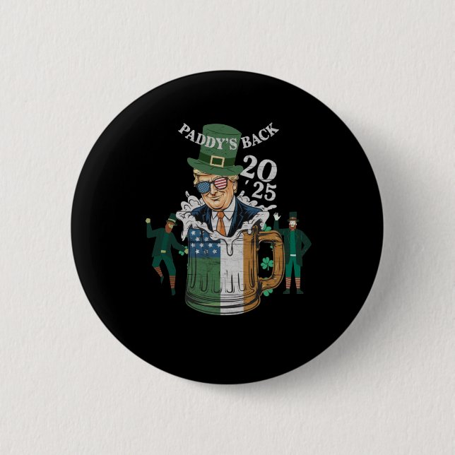 Funny Trump Paddy's Back St Patrick Day Funny Gif Button (Vorderseite)