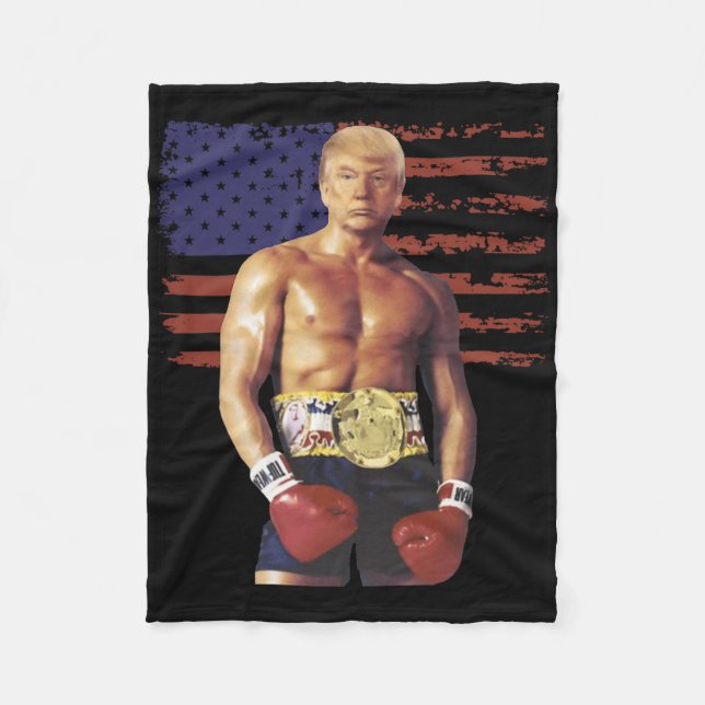 Funny Trump Rocky Boxing Meme Boxer Us Flag Patric Fleecedecke (Vorderseite)