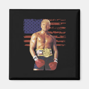 Funny Trump Rocky Boxing Meme Boxer Us Flag Patric Magnet
