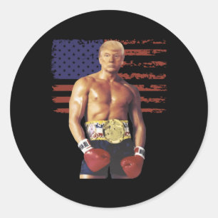 Funny Trump Rocky Boxing Meme Boxer Us Flag Patric Runder Aufkleber