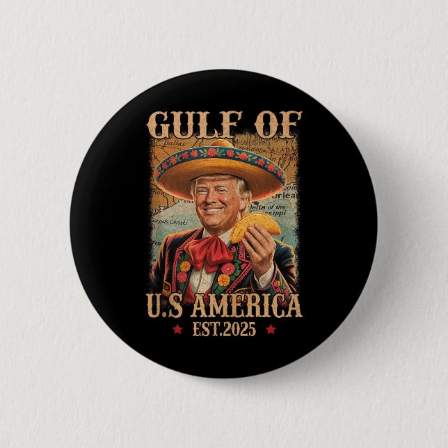 Funny Trump Shirt Americas Gulf Est 2025 Trump Mer Button (Vorderseite)